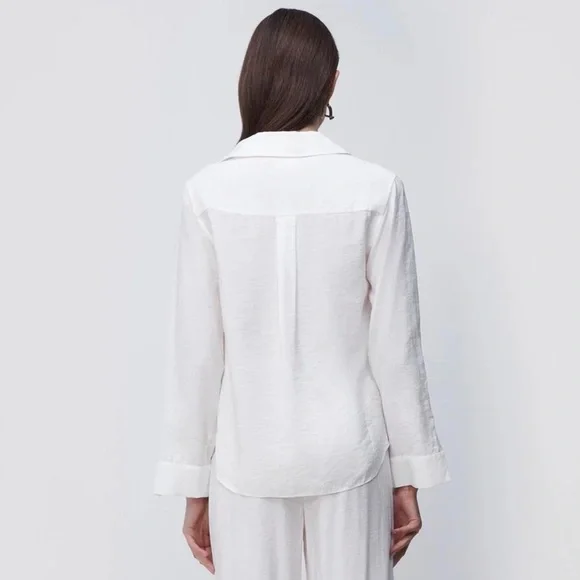 Jonathan Simkhai Stormy Beaded Ivory V-Neck Collar Long Sleeve Coverup Top NWT M - Picture 5 of 12